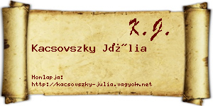 Kacsovszky Júlia névjegykártya